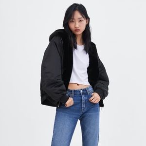 NWOT Zara Reversible Faux Fur Bomber Jacket